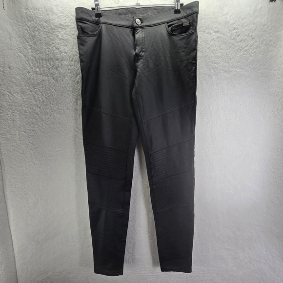 Harley-Davidson Pants - Harley Davidson Faux Leather Pants Womens Sz 8 34 31 Skinny Black Moto‎ Biker